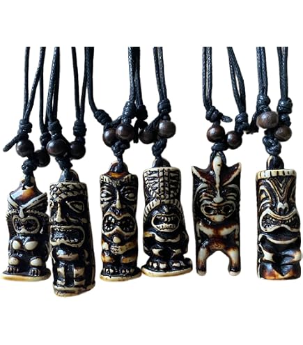Kysin Chiys 6 Pcs Retro Hawaiian Tiki Resin Protection Amulet